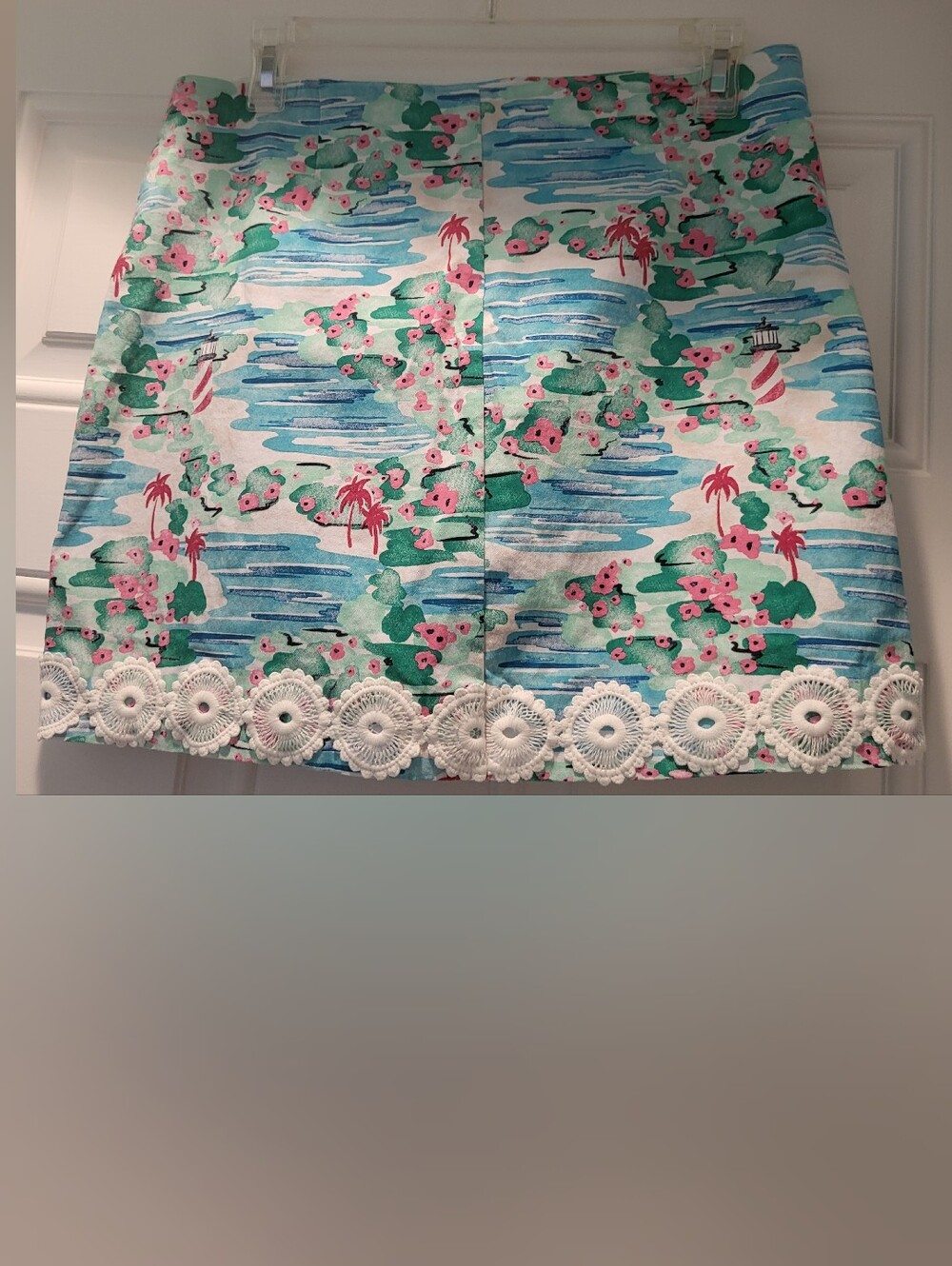 crown & ivy White, Aqua & Pink Floral Crochet-Trim Skort. - Picture 5 of 8